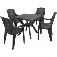 Trabella Turin Square Table With 4 Parma Chairs Set Anthracite, Grey