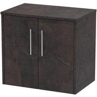 Hudson Reed Juno 600mm Wall Hung 2 Door Vanity & Worktop - Metallic Slate, Grey