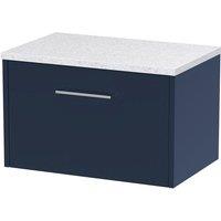Hudson Reed Juno 600mm Wall Hung Single Drawer Vanity & Sparkling White Laminate Top - Electric Blue, Blue