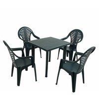 Trabella Rapino Square Table With 4 Pineto Chairs Set Green, Green