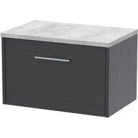 Hudson Reed Juno 600mm Wall Hung Single Drawer Vanity & Bellato Grey Laminate Top - Graphite Grey, Grey