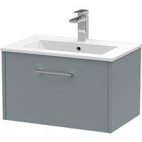Hudson Reed Juno 600mm Wall Hung Single Drawer Vanity & Minimalist Basin - Coastal Grey, Grey