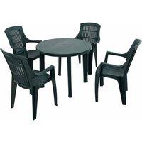 Trabella Revello Round Table With 4 Parma Chairs Set Green, Green