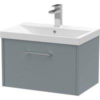 Hudson Reed Juno 600mm Wall Hung Single Drawer Vanity & Thin-Edge Basin - Coastal Grey, Grey