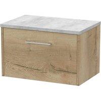 Hudson Reed Juno 600mm Wall Hung Single Drawer Vanity & Bellato Grey Laminate Top - Autumn Oak, Brown