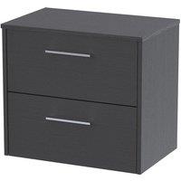 Hudson Reed Juno 600mm Wall Hung 2 Drawer Vanity & Worktop - Graphite Grey, Grey