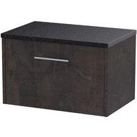 Hudson Reed Juno 600mm Wall Hung 1 Drawer Vanity & Sparkling Black Worktop - Metallic Slate, Grey