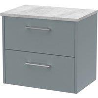 Hudson Reed Juno 600mm Wall Hung 2 Drawer Vanity & Bellato Grey Laminate Top - Coastal Grey, Grey