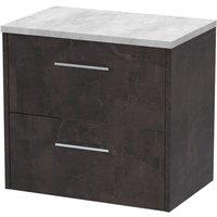 Hudson Reed Juno 600mm Wall Hung 2 Drawer Vanity & Bellato Grey Worktop - Metallic Slate, Grey