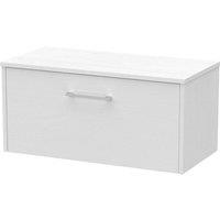 Hudson Reed Juno 800mm Wall Hung Single Drawer Vanity & Worktop - White Ash, White
