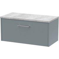 Hudson Reed Juno 800mm Wall Hung Single Drawer Vanity & Bellato Grey Laminate Top - Coastal Grey, Grey