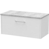 Hudson Reed Juno 800mm Wall Hung Single Drawer Vanity & Bellato Grey Laminate Top - White Ash, White
