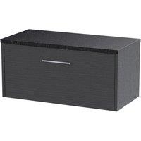 Hudson Reed Juno 800mm Wall Hung Single Drawer Vanity & Sparkling Black Laminate Top - Graphite Grey, Grey