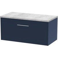 Hudson Reed Juno 800mm Wall Hung Single Drawer Vanity & Bellato Grey Laminate Top - Electric Blue, Blue