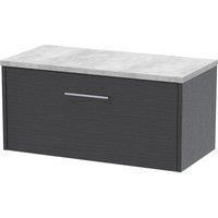 Hudson Reed Juno 800mm Wall Hung Single Drawer Vanity & Bellato Grey Laminate Top - Graphite Grey, Grey