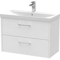 Hudson Reed Juno 800mm Wall Hung 2 Drawer Vanity & Thin-Edge Basin - White Ash, White