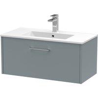 Hudson Reed Juno 800mm Wall Hung Single Drawer Vanity & Minimalist Basin - Coastal Grey, Grey