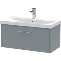 Hudson Reed Juno 800mm Wall Hung Single Drawer Vanity & Thin-Edge Basin - Coastal Grey, Grey