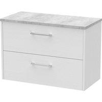 Hudson Reed Juno 800mm Wall Hung 2 Drawer Vanity & Bellato Grey Laminate Top - White Ash, White