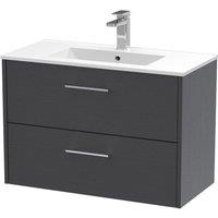 Hudson Reed Juno 800mm Wall Hung 2 Drawer Vanity & Minimalist Basin - Graphite Grey, Grey