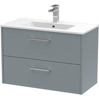 Hudson Reed Juno 800mm Wall Hung 2 Drawer Vanity & Minimalist Basin - Coastal Grey, Grey