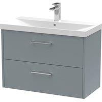 Hudson Reed Juno 800mm Wall Hung 2 Drawer Vanity & Thin-Edge Basin - Coastal Grey, Grey