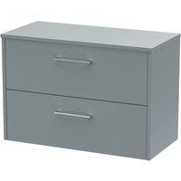 Hudson Reed Juno 800mm Wall Hung 2 Drawer Vanity & Worktop - Coastal Grey, Grey