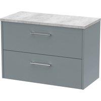 Hudson Reed Juno 800mm Wall Hung 2 Drawer Vanity & Bellato Grey Laminate Top - Coastal Grey, Grey
