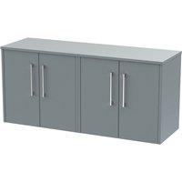 Hudson Reed Juno 1200mm Wall Hung 4 Door Vanity & Worktop - Coastal Grey, Grey