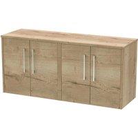 Hudson Reed Juno 1200mm Wall Hung 4 Door Vanity & Worktop - Autumn Oak, Brown
