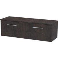 Hudson Reed Juno 1200mm Wall Hung 2 Drawer Vanity & Worktop - Metallic Slate, Grey