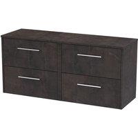 Hudson Reed Juno 1200mm Wall Hung 4 Drawer Vanity & Worktop - Metallic Slate, Grey