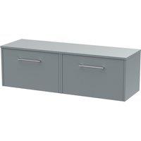 Hudson Reed Juno 1200mm Wall Hung 2 Drawer Vanity & Worktop - Coastal Grey, Grey