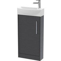 Hudson Reed Juno 44cm Floor Unit & 1 Tap Hole Basin LH Grey, Grey