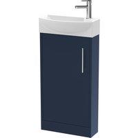 Hudson Reed Juno Compact 440mm Floor Standing 1 Door Unit & 1 Tap Hole Basin LH - Electric Blue, Blue