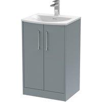 Hudson Reed Juno 500mm Floor Standing 2 Door Vanity & Curved Basin - Coastal Grey, Grey