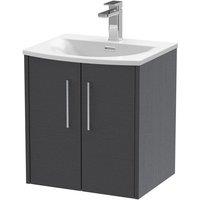 Hudson Reed Juno 500mm Wall Hung 2 Door Vanity & Curved Basin - Graphite Grey, Grey