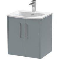Hudson Reed Juno 500mm Wall Hung 2 Door Vanity & Curved Basin - Coastal Grey, Grey