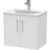 Hudson Reed Juno 600mm Wall Hung 2 Door Vanity & Curved Basin - White Ash, White