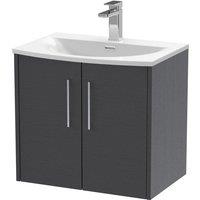 Hudson Reed Juno 600mm Wall Hung 2 Door Vanity & Curved Basin - Graphite Grey, Grey