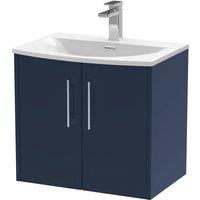 Hudson Reed Juno 600mm Wall Hung 2 Door Vanity & Curved Basin - Electric Blue, Blue