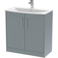 Hudson Reed Juno 800mm Floor Standing 2 Door Vanity & Curved Basin - Coastal Grey, Grey
