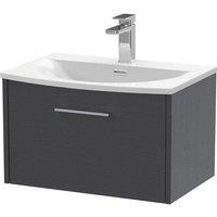 Hudson Reed Juno 600mm Wall Hung Single Drawer Vanity & Curved Basin - Graphite Grey, Grey