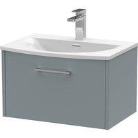 Hudson Reed Juno 600mm Wall Hung Single Drawer Vanity & Curved Basin - Coastal Grey, Grey