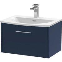 Hudson Reed Juno 600mm Wall Hung Single Drawer Vanity & Curved Basin - Electric Blue, Blue