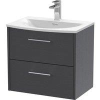 Hudson Reed Juno 600mm Wall Hung 2 Drawer Vanity & Curved Basin - Graphite Grey, Grey