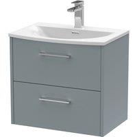 Hudson Reed Juno 600mm Wall Hung 2 Drawer Vanity & Curved Basin - Coastal Grey, Grey