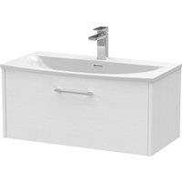 Hudson Reed Juno 800mm Wall Hung Single Drawer Vanity & Curved Basin - White Ash, White