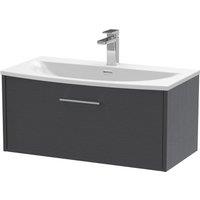 Hudson Reed Juno 800mm Wall Hung Single Drawer Vanity & Curved Basin - Graphite Grey, Grey