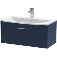 Hudson Reed Juno 800mm Wall Hung Single Drawer Vanity & Curved Basin - Electric Blue, Blue